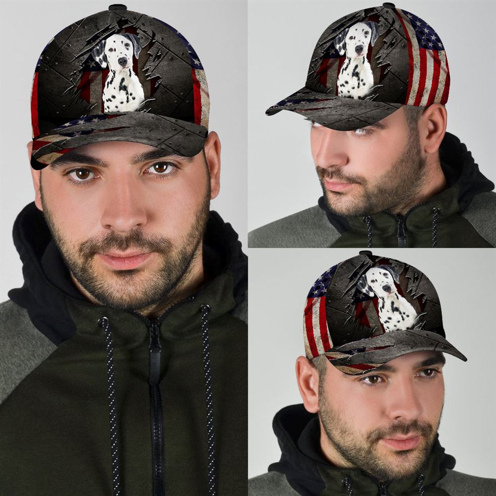 Dalmatian On The American Flag Cap Custom Photo - Hats For Walking With Pets - Gifts Dog Caps For Friends 3.jpg