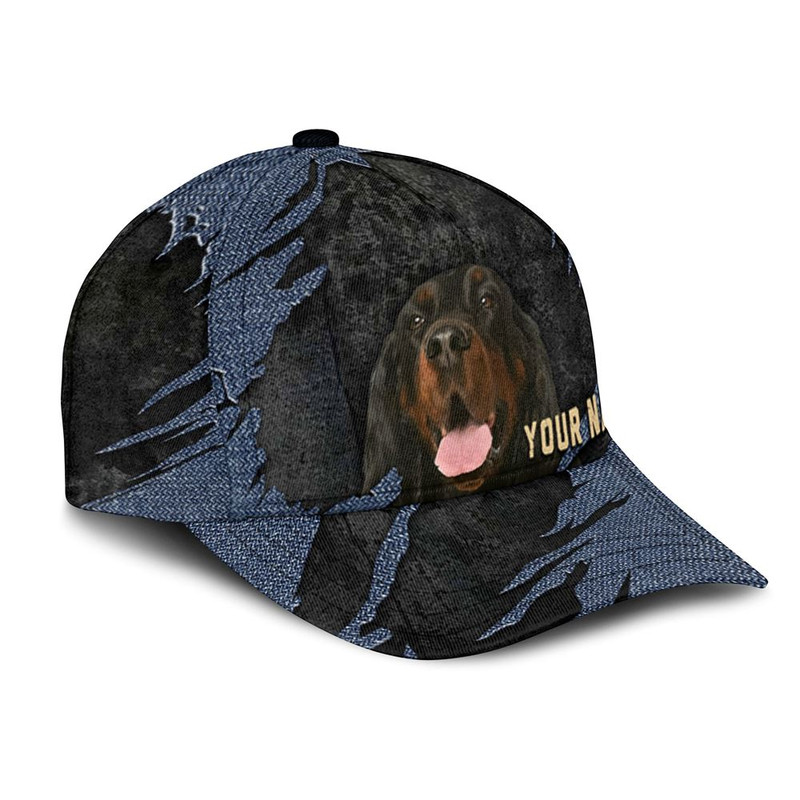 Gordon Setter Jean Background Custom Name & Photo Dog Cap - Classic Baseball Cap All Over Print - Gift For Dog Lovers 2.jpg