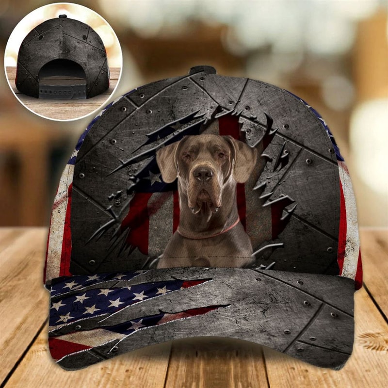 Great Dane On The American Flag Cap Custom Photo - Hats For Walking With Pets - Gifts Dog Hats For Relatives 1.jpg