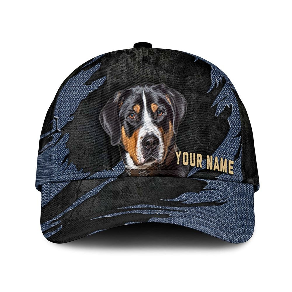 Greater Swiss Mountain Dog Jean Background Custom Name & Photo Dog Cap - Classic Baseball Cap All Over Print - Gift For Dog Lovers 1.jpg