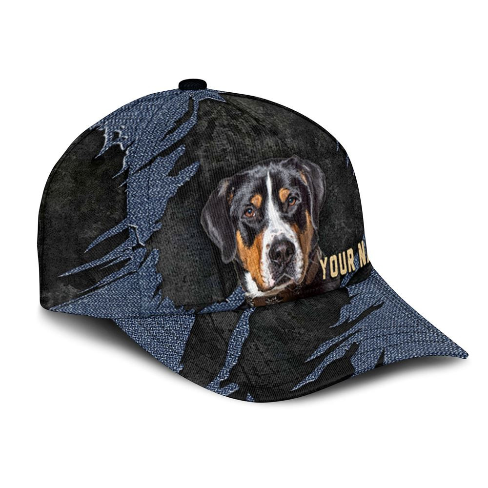 Greater Swiss Mountain Dog Jean Background Custom Name & Photo Dog Cap - Classic Baseball Cap All Over Print - Gift For Dog Lovers 2.jpg