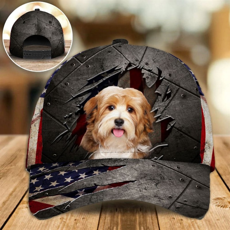 Havanese On The American Flag Cap Custom Photo - Hats For Walking With Pets - Gifts Dog Caps For Friends 1.jpg