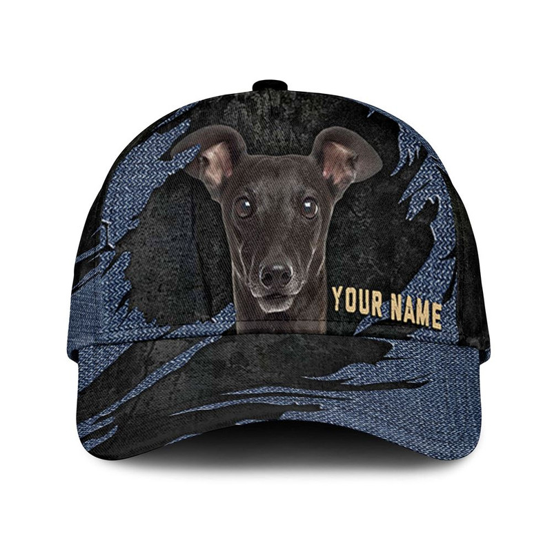 Italian Greyhound Jean Background Custom Name & Photo Dog Cap - Classic Baseball Cap All Over Print - Gift For Dog Lovers 1.jpg