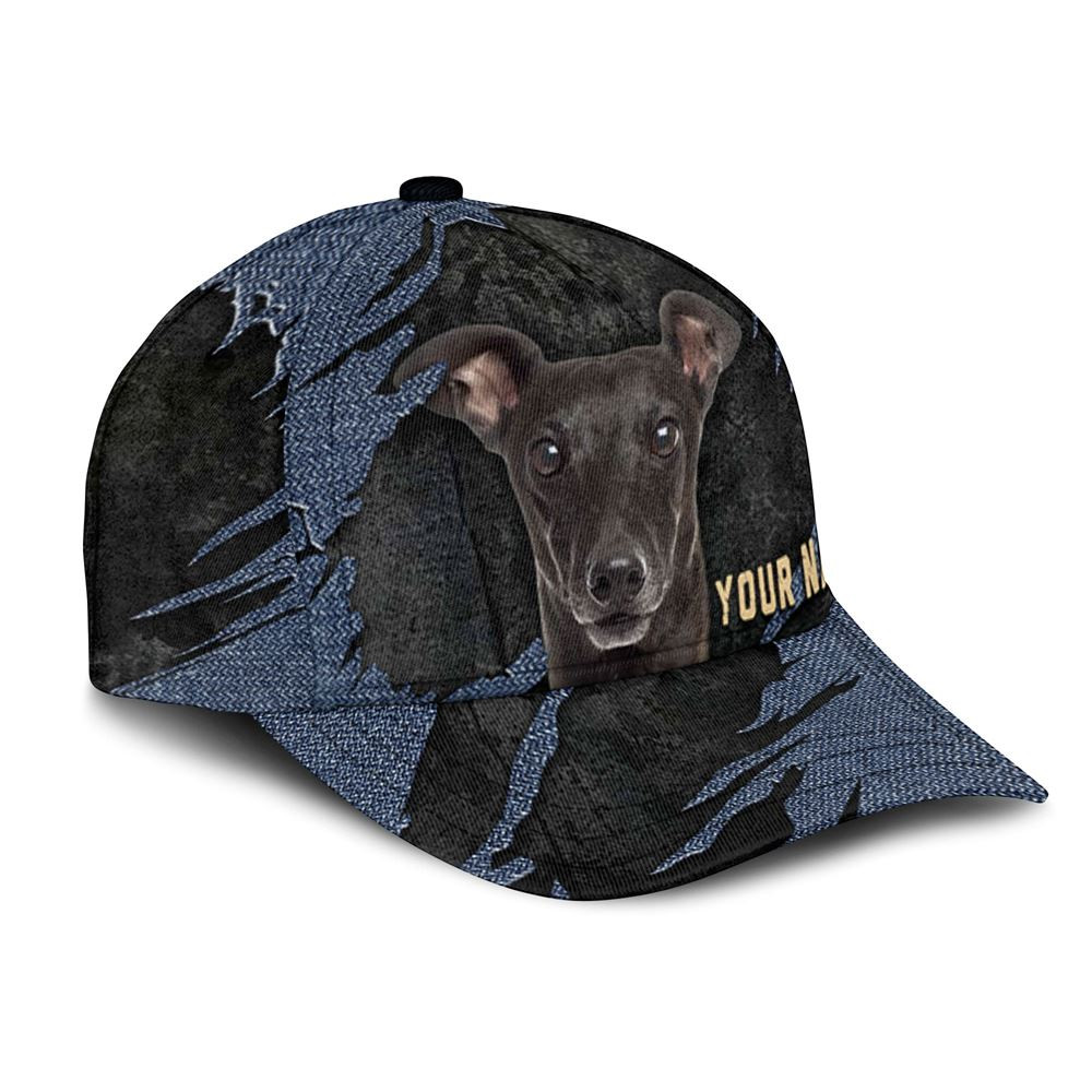 Italian Greyhound Jean Background Custom Name & Photo Dog Cap - Classic Baseball Cap All Over Print - Gift For Dog Lovers 2.jpg