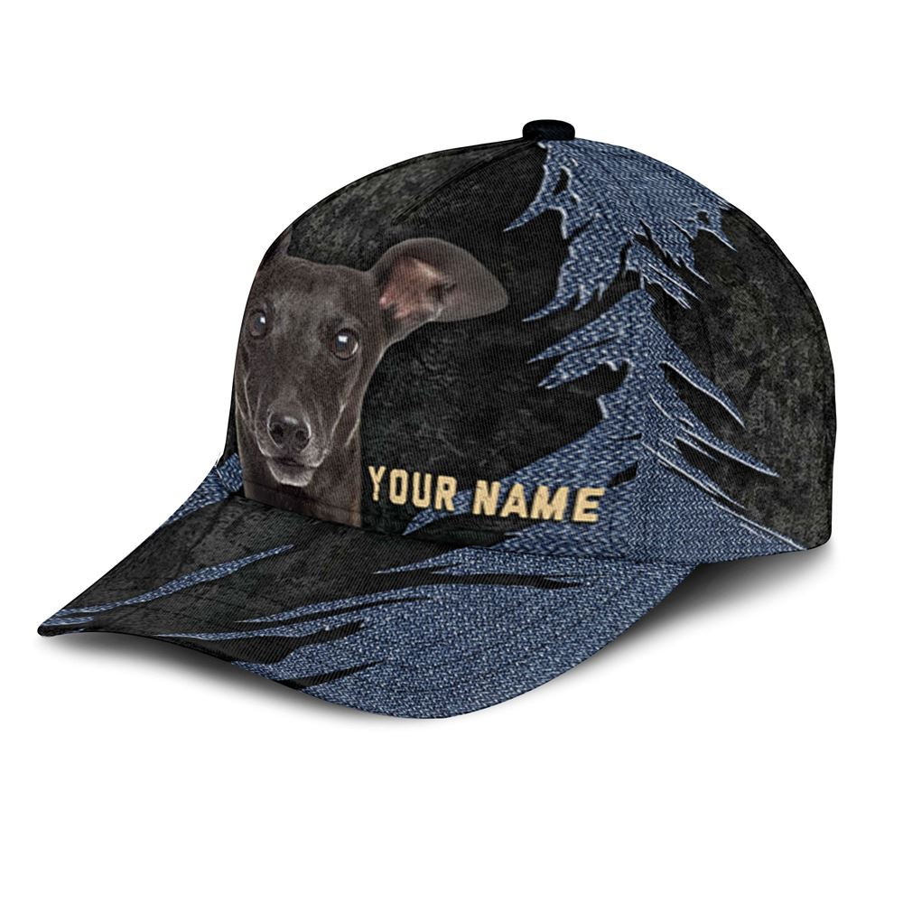 Italian Greyhound Jean Background Custom Name & Photo Dog Cap - Classic Baseball Cap All Over Print - Gift For Dog Lovers 3.jpg