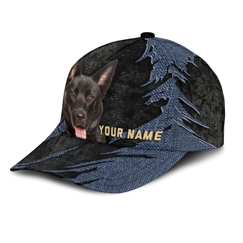 Karelian Bear Dog Jean Background Custom Name & Photo Dog Cap - Classic Baseball Cap All Over Print - Gift For Dog Lovers 3.jpg