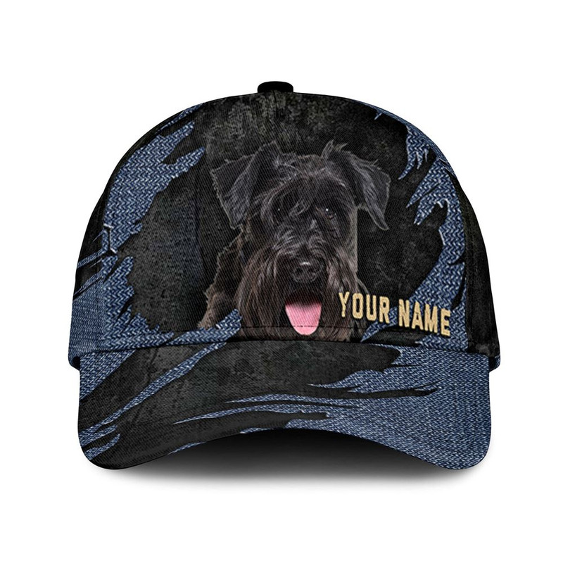 Kerry Blue Terrier Jean Background Custom Name & Photo Dog Cap - Classic Baseball Cap All Over Print - Gift For Dog Lovers 1.jpg
