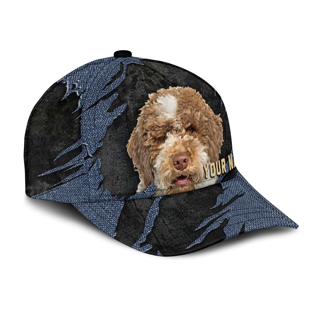 Lagotti Romagnoli Jean Background Custom Name & Photo Dog Cap - Classic Baseball Cap All Over Print - Gift For Dog Lovers 2.jpg