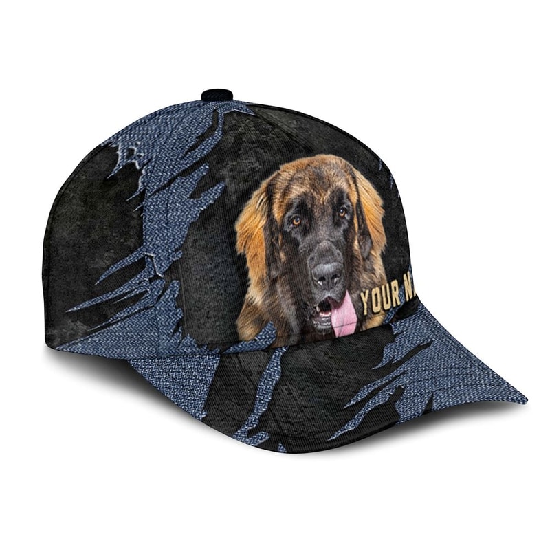 Leonberger Jean Background Custom Name & Photo Dog Cap - Classic Baseball Cap All Over Print - Gift For Dog Lovers 2.jpg