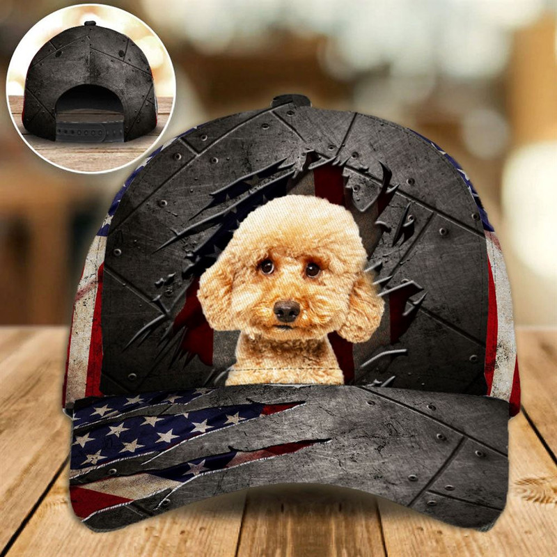 Maltipoo On The American Flag Cap Custom Photo - Hats For Walking With Pets - Gifts Dog Caps For Friends 1.jpg
