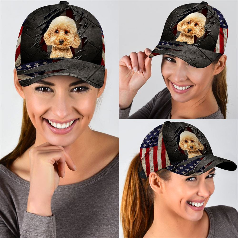 Maltipoo On The American Flag Cap Custom Photo - Hats For Walking With Pets - Gifts Dog Caps For Friends 2.jpg