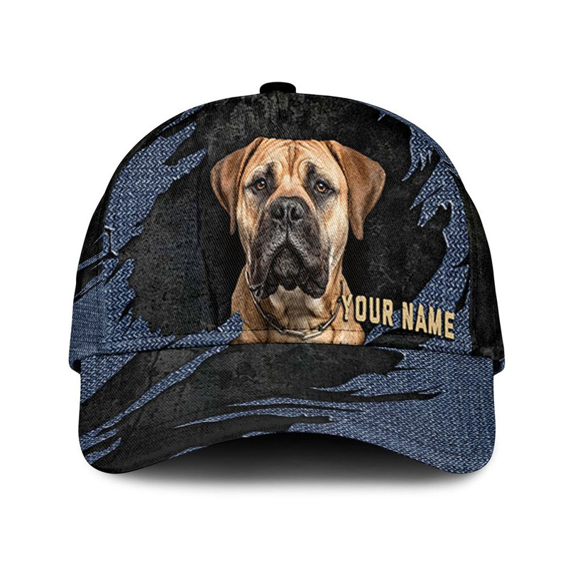 Mastiff Jean Background Custom Name & Photo Dog Cap - Classic Baseball Cap All Over Print - Gift For Dog Lovers 1.jpg