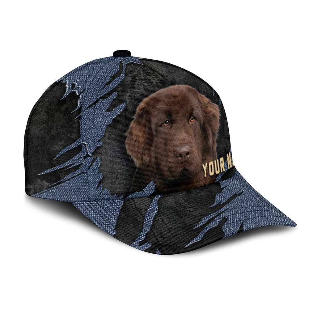 Newfoundland Jean Background Custom Name & Photo Dog Cap - Classic Baseball Cap All Over Print - Gift For Dog Lovers 2.jpg