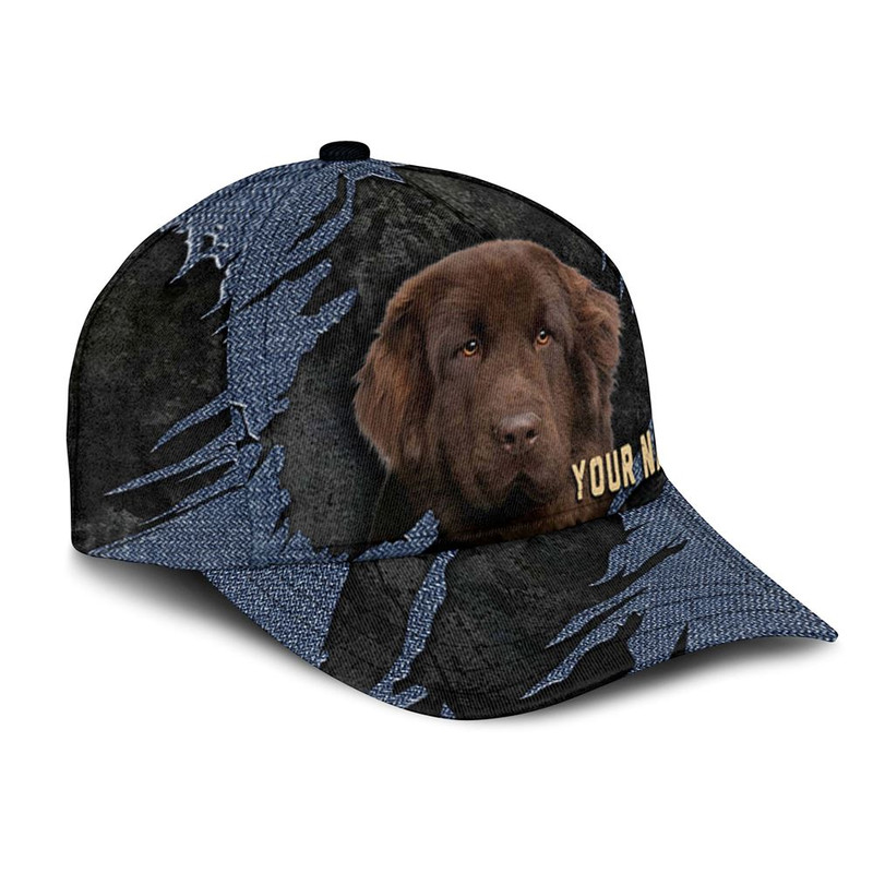 Newfoundland Jean Background Custom Name & Photo Dog Cap - Classic Baseball Cap All Over Print - Gift For Dog Lovers 2.jpg