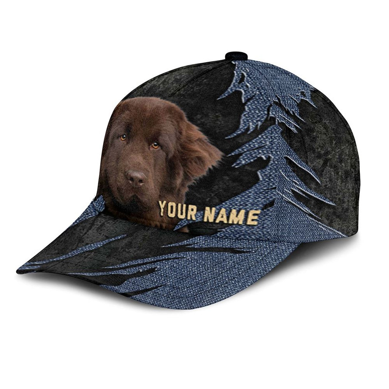 Newfoundland Jean Background Custom Name & Photo Dog Cap - Classic Baseball Cap All Over Print - Gift For Dog Lovers 3.jpg