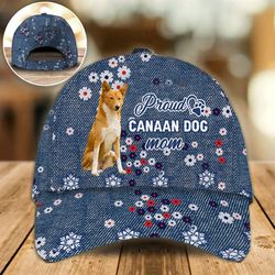 proud canaan dog mom caps, hats for walking with pets, classic baseball cap all over print
