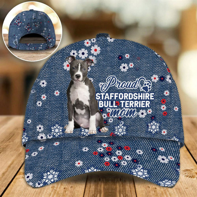 Proud Staffordshire Bull Terrier Mom Caps - Hats For Walking With Pets - Dog Hats Gifts For Relatives 1.jpg