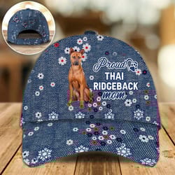proud thai ridgeback mom caps, hats for walking with pets, classic baseball cap all over print