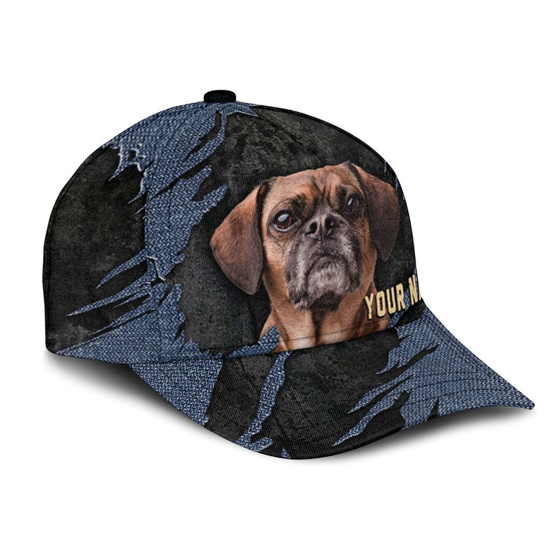 Puggle Jean Background Custom Name & Photo Dog Cap - Classic Baseball Cap All Over Print - Gift For Dog Lovers 2.jpg