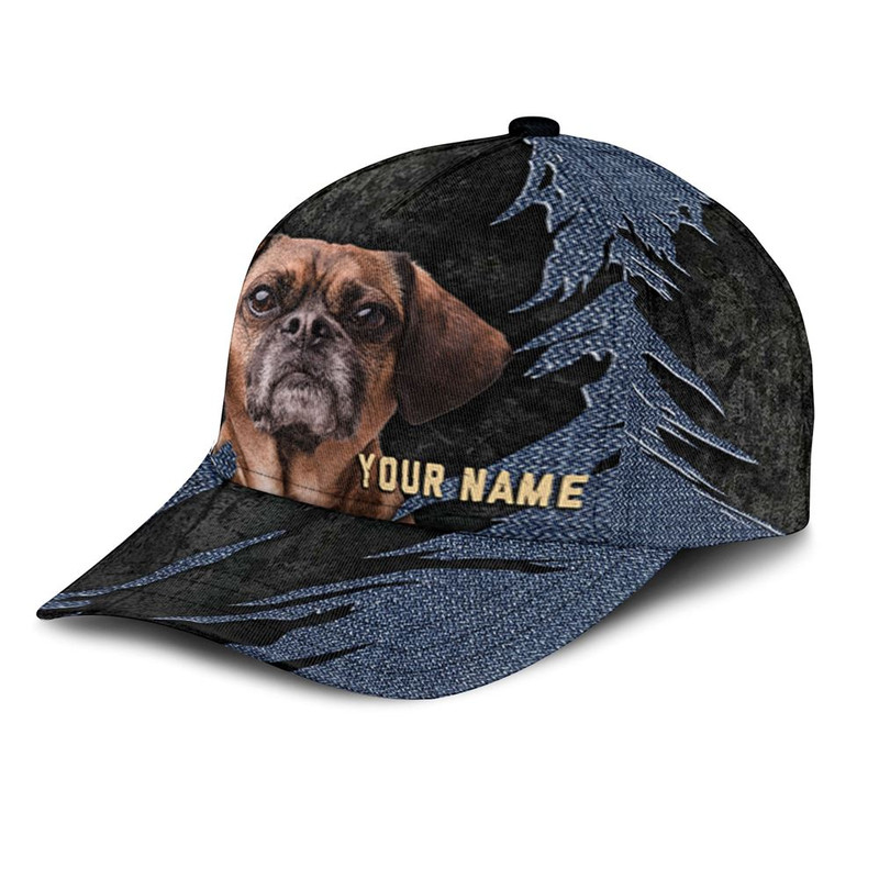 Puggle Jean Background Custom Name & Photo Dog Cap - Classic Baseball Cap All Over Print - Gift For Dog Lovers 3.jpg