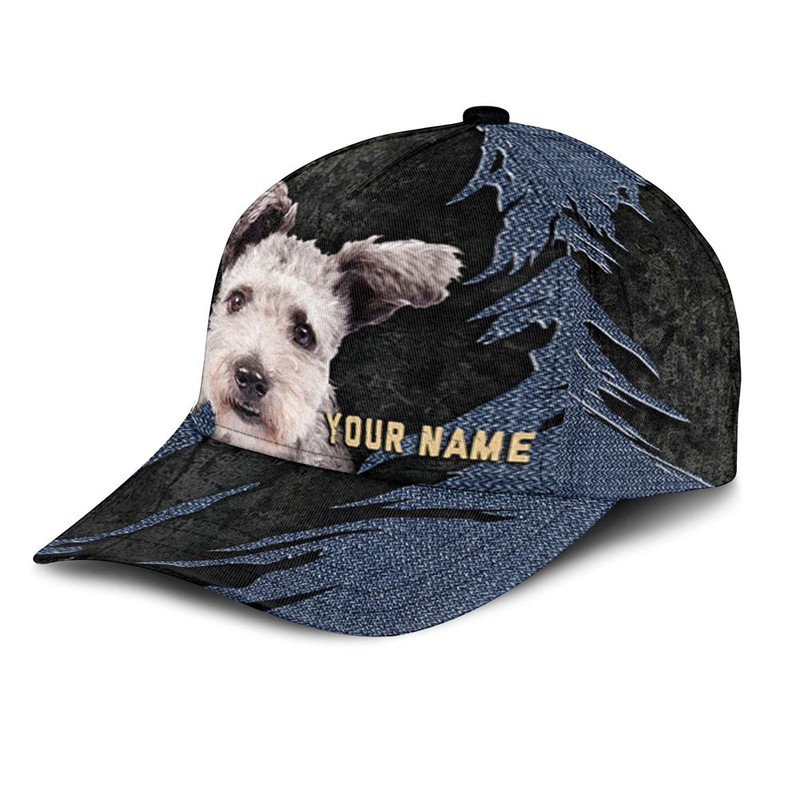 Pumi Dog Jean Background Custom Name & Photo Dog Cap - Classic Baseball Cap All Over Print - Gift For Dog Lovers 3.jpg