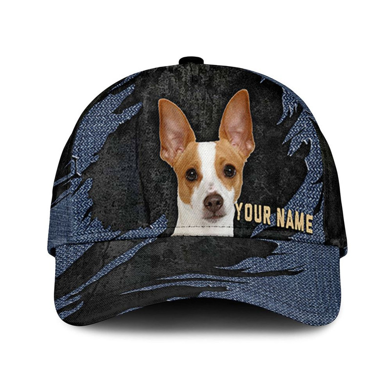 Rat Terrier Jean Background Custom Name & Photo Dog Cap - Classic Baseball Cap All Over Print - Gift For Dog Lovers 1.jpg