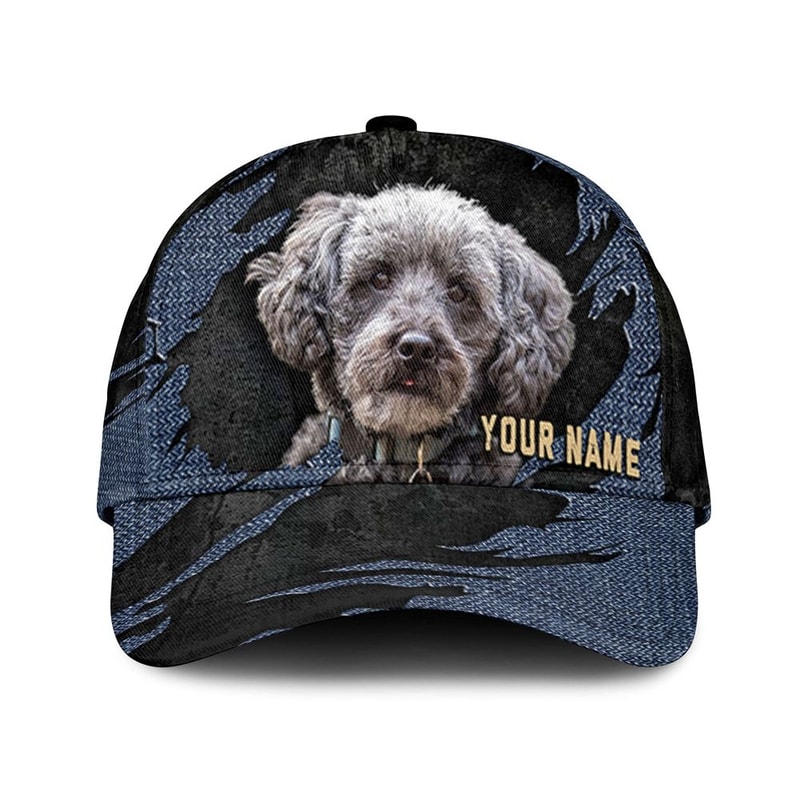Schnoodle Jean Background Custom Name & Photo Dog Cap - Classic Baseball Cap All Over Print - Gift For Dog Lovers 1.jpg