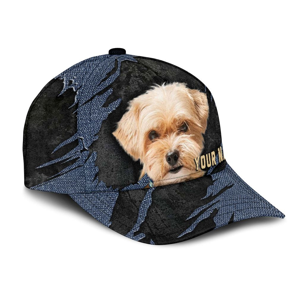 Shorkie Jean Background Custom Name & Photo Dog Cap - Classic Baseball Cap All Over Print - Gift For Dog Lovers 2.jpg
