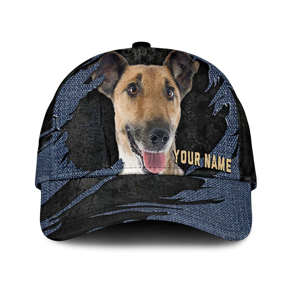 Smooth Fox Terrier Jean Background Custom Name & Photo Dog Cap - Classic Baseball Cap All Over Print - Gift For Dog Lovers 1.jpg