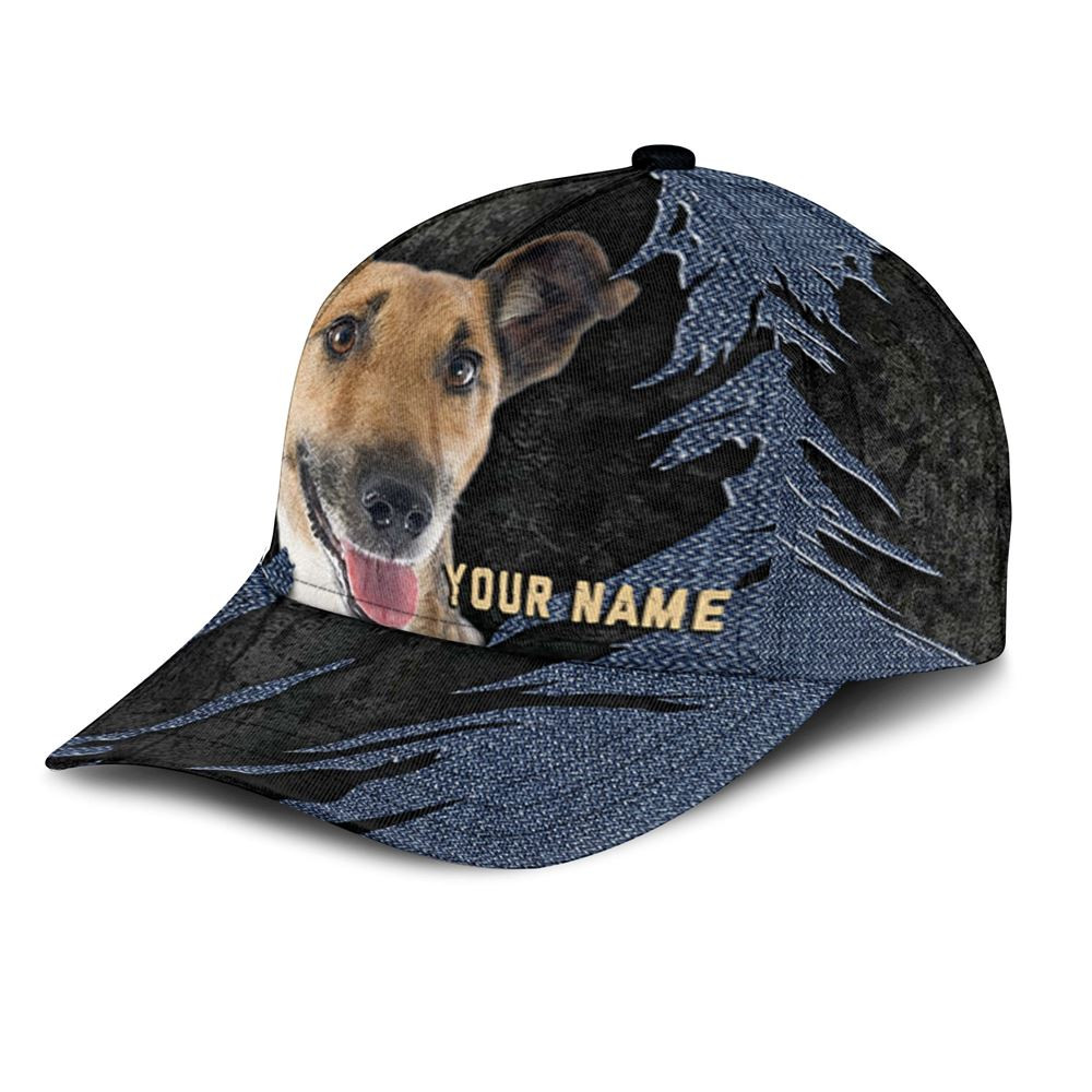 Smooth Fox Terrier Jean Background Custom Name & Photo Dog Cap - Classic Baseball Cap All Over Print - Gift For Dog Lovers 3.jpg