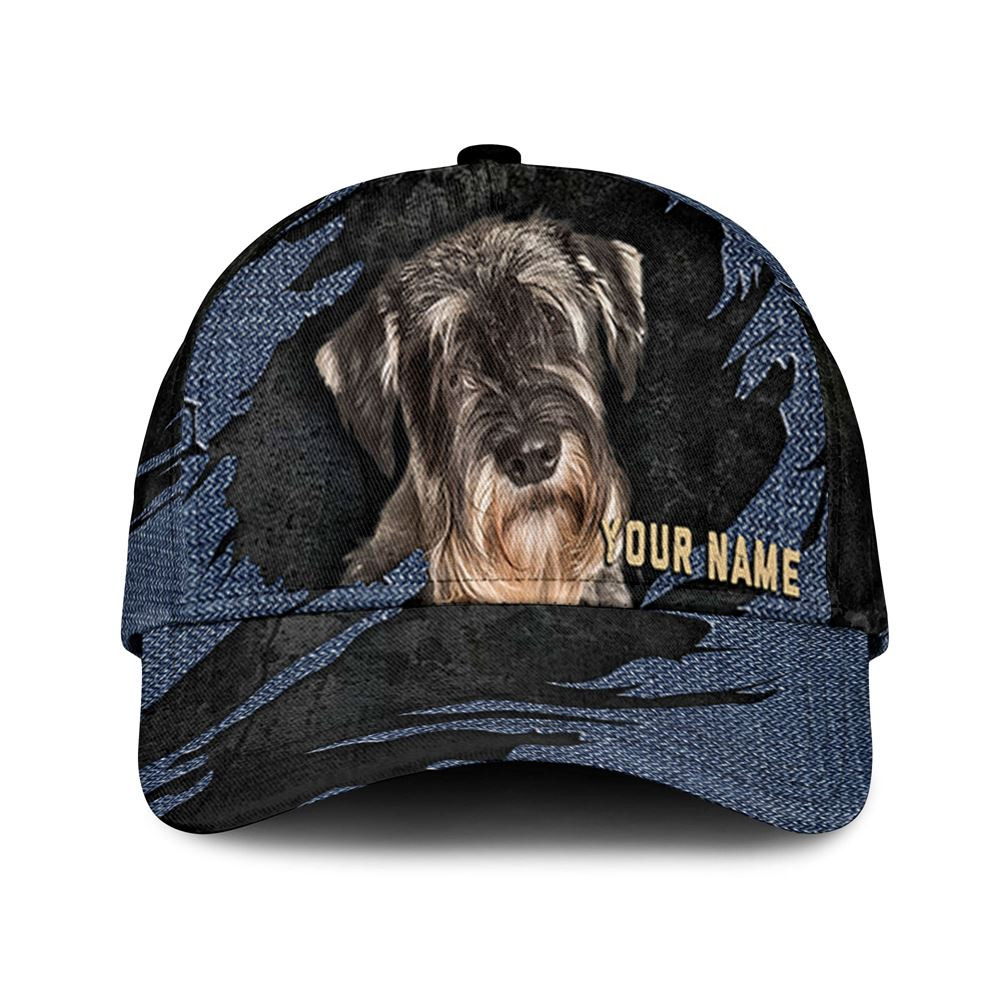 Standard Schnauzer Jean Background Custom Name & Photo Dog Cap - Classic Baseball Cap All Over Print - Gift For Dog Lovers 1.jpg