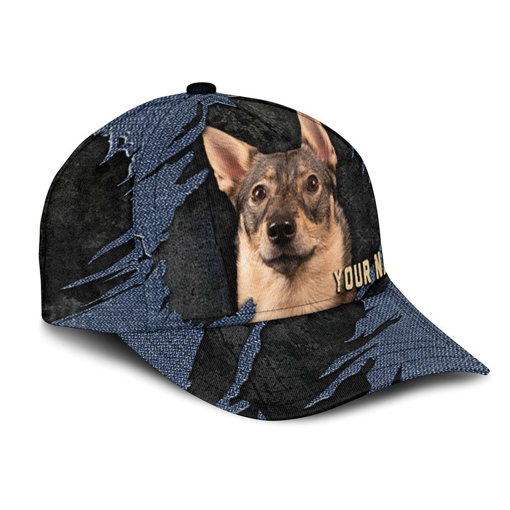 Swedish Vallhund Jean Background Custom Name & Photo Dog Cap - Classic Baseball Cap All Over Print - Gift For Dog Lovers 2.jpg