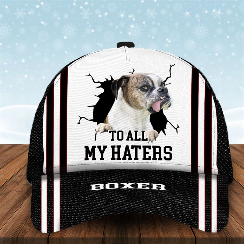 To All My Haters Boxer Custom Cap  - Hats For Walking With Pets - Gifts Dog Hats For Relatives 1.jpg