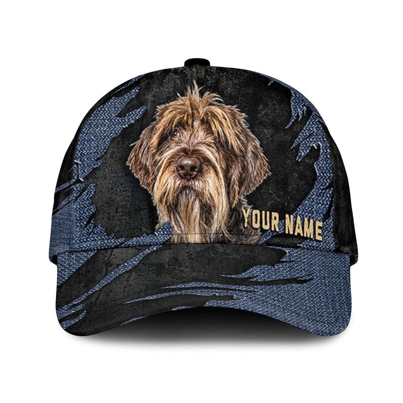 Wirehaired Pointing Griffon Jean Background Custom Name & Photo Dog Cap - Classic Baseball Cap All Over Print - Gift For Dog Lovers 1.jpg