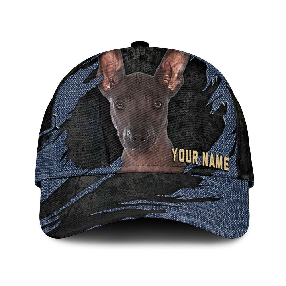 Xoloitzcuintli Jean Background Custom Name & Photo Dog Cap - Classic Baseball Cap All Over Print - Gift For Dog Lovers 1.jpg