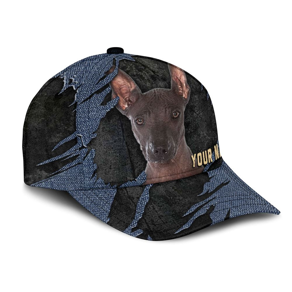 Xoloitzcuintli Jean Background Custom Name & Photo Dog Cap - Classic Baseball Cap All Over Print - Gift For Dog Lovers 2.jpg