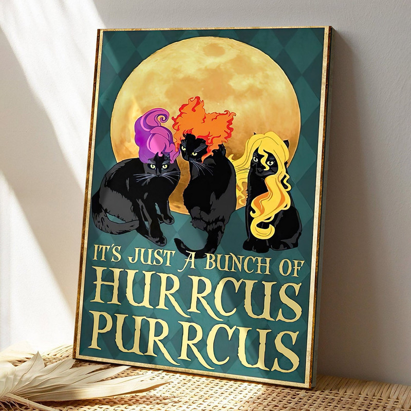 Black Cat And Moon - It's Just A Bunch Of Hurrcus Purrcus - Cat Pictures - Cat Canvas Poster - Cat Wall Art - Gifts For Cat Lovers - Furlidays.jpg
