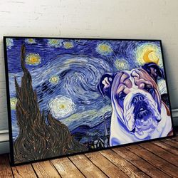 bulldog poster & matte canvas, dog wall art prints, canvas wall art decor