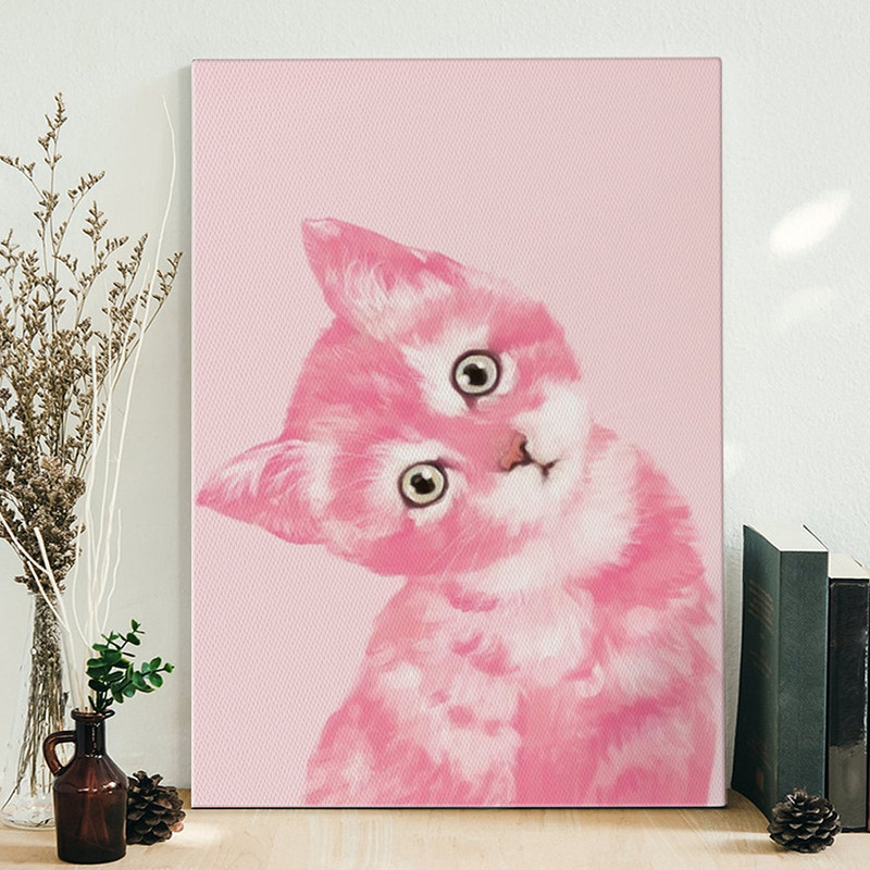 Cat Portrait Canvas - Baby Cat In Pink - Canvas Print - Cat Canvas - Cat Wall Art Canvas - Furlidays.jpg