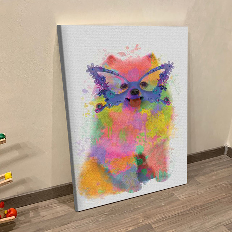 Cat Portrait Canvas - Rainbow Splash Pomeranian - Canvas Print - Cat Wall Art Canvas - Furlidays.jpg
