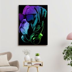 dj boxer dog, dog canvas poster, dog wall art, gifts for dog lovers