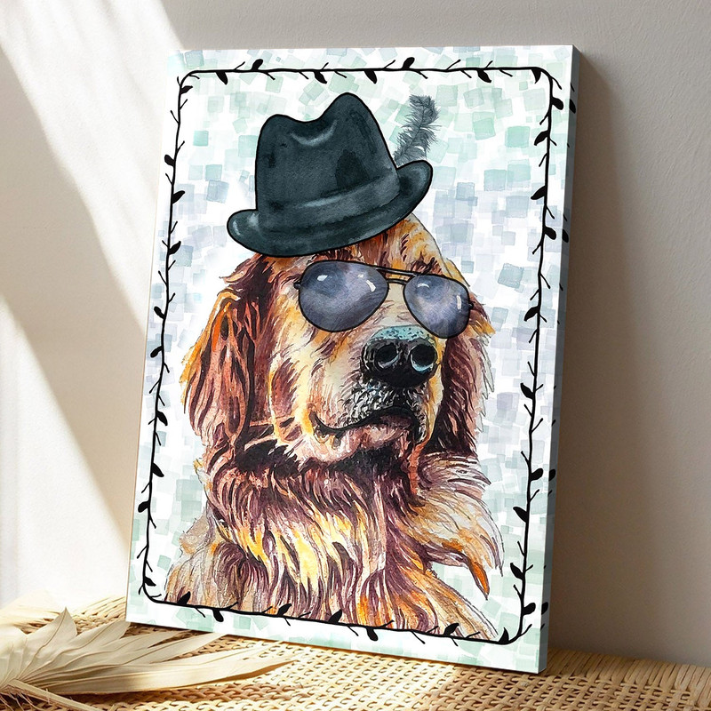 Dog Golden Retriever Wears Glasses - Dog Pictures - Dog Canvas Poster - Dog Wall Art - Gifts For Dog Lovers - Furlidays.jpg