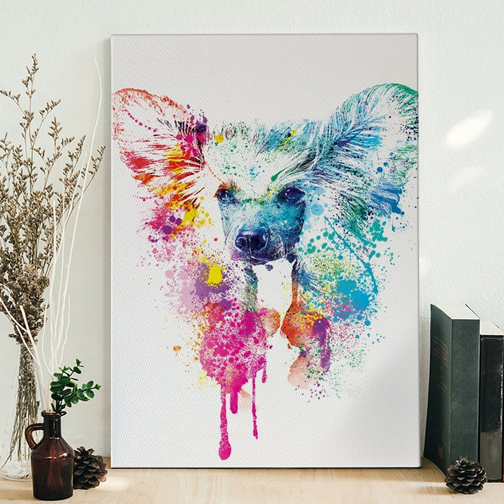 Dog Portrait Canvas - Chinese Crested Dog - Watercolor Portrait On Canvas - Dog Canvas Art - Dog Wall Art Canvas - Furlidays.jpg