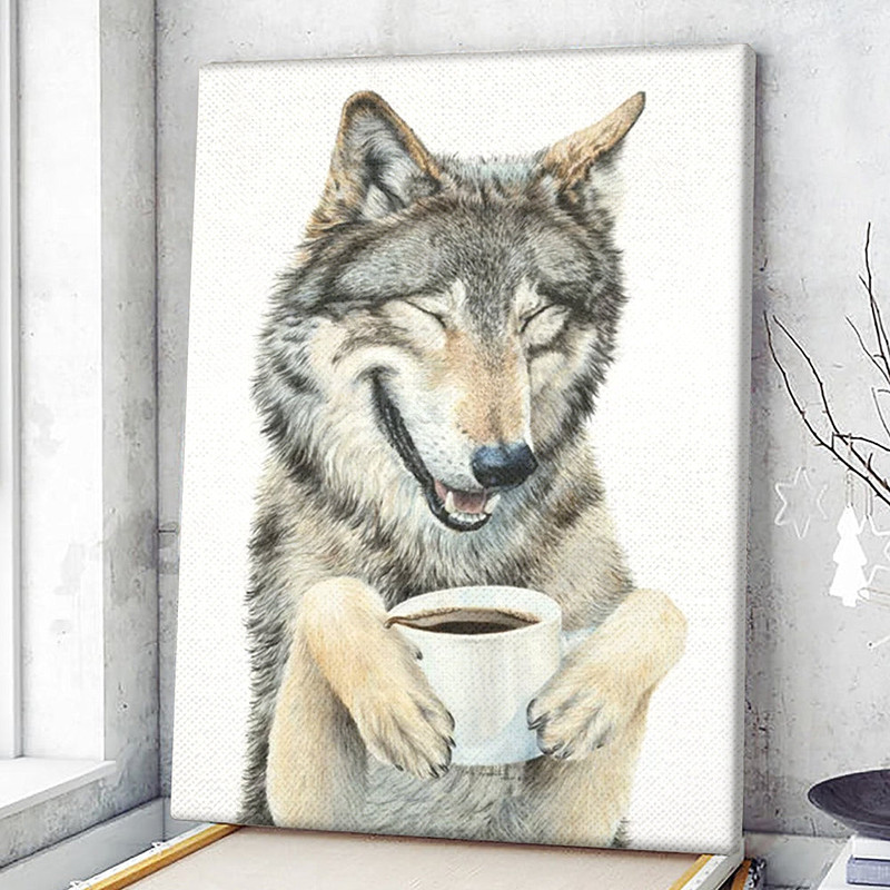 Dog Portrait Canvas - Coffee in the Moonlight Canvas Print - Dog Wall Art Canvas - Dog Canvas Art - Dog Poster Printing - Furlidays.jpg