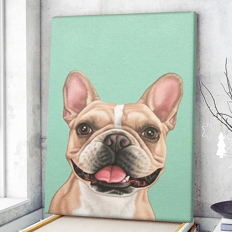 Dog Portrait Canvas - Cute and Happy French Bulldog - Canvas Print - Dog Wall Art Canvas - Dog Canvas Art - Dog Poster Printing - Furlidays.jpg