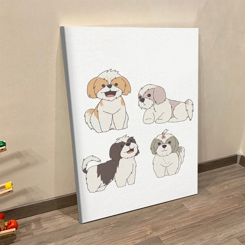 Dog Portrait Canvas - Cute Shih Tzu Dog Drawing Pattern - Canvas Print - Dog Canvas Art - Dog Painting Posters - Furlidays.jpg