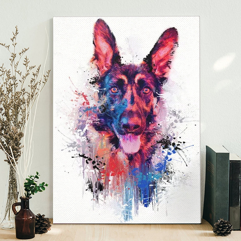 Dog Portrait Canvas - Drippy Jazzy German Shepherd Colorful - Dog Canvas Print - Dog Canvas Art - Furlidays.jpg