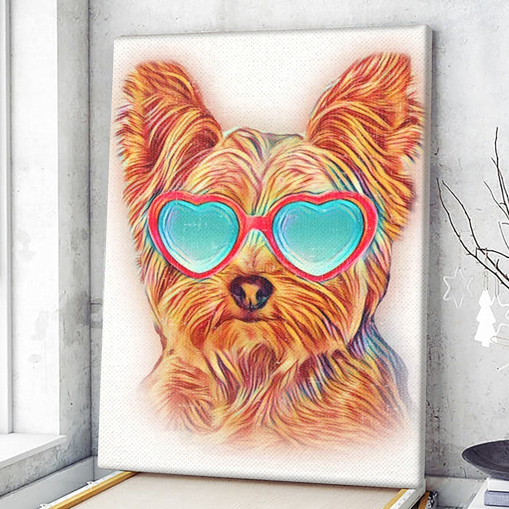 Dog Portrait Canvas - Yorkshire Terrier Colorful Yorkie Neon Dog Sunglasses Canvas Print - Dog Canvas Art - Dog Poster Printing - Furlidays.jpg