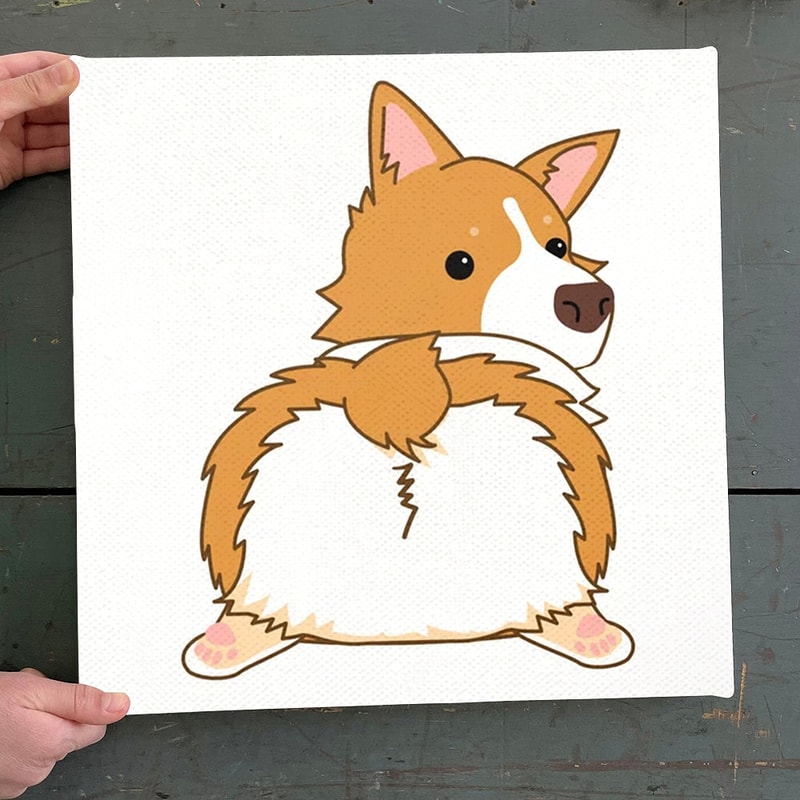 Dog Square Canvas - Corgi Butt - Dog Canvas Print - Dog Canvas Art - Dog Canvas Print - Furlidays.jpg