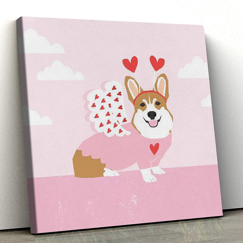 Dog Square Canvas - Corgi Love Bug - Canvas Print - Dog Wall Art Canvas - Dog Poster Printing - Dog Canvas Art - Furlidays.jpg